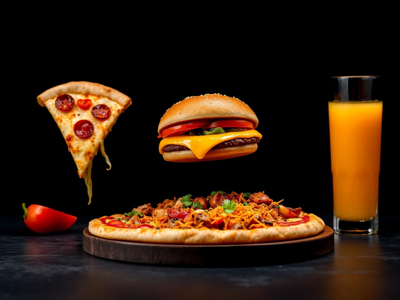 Pizza, burger, biryani and fresh juice from campus kitchens